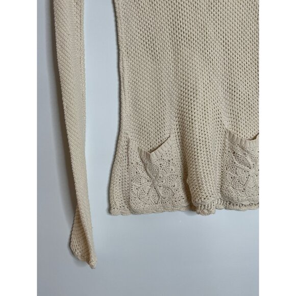 Athleta Cayla Cream Crochet Sweater Style Open Knit Swim Coverup Size XS Pockets - Picture 2 of 9